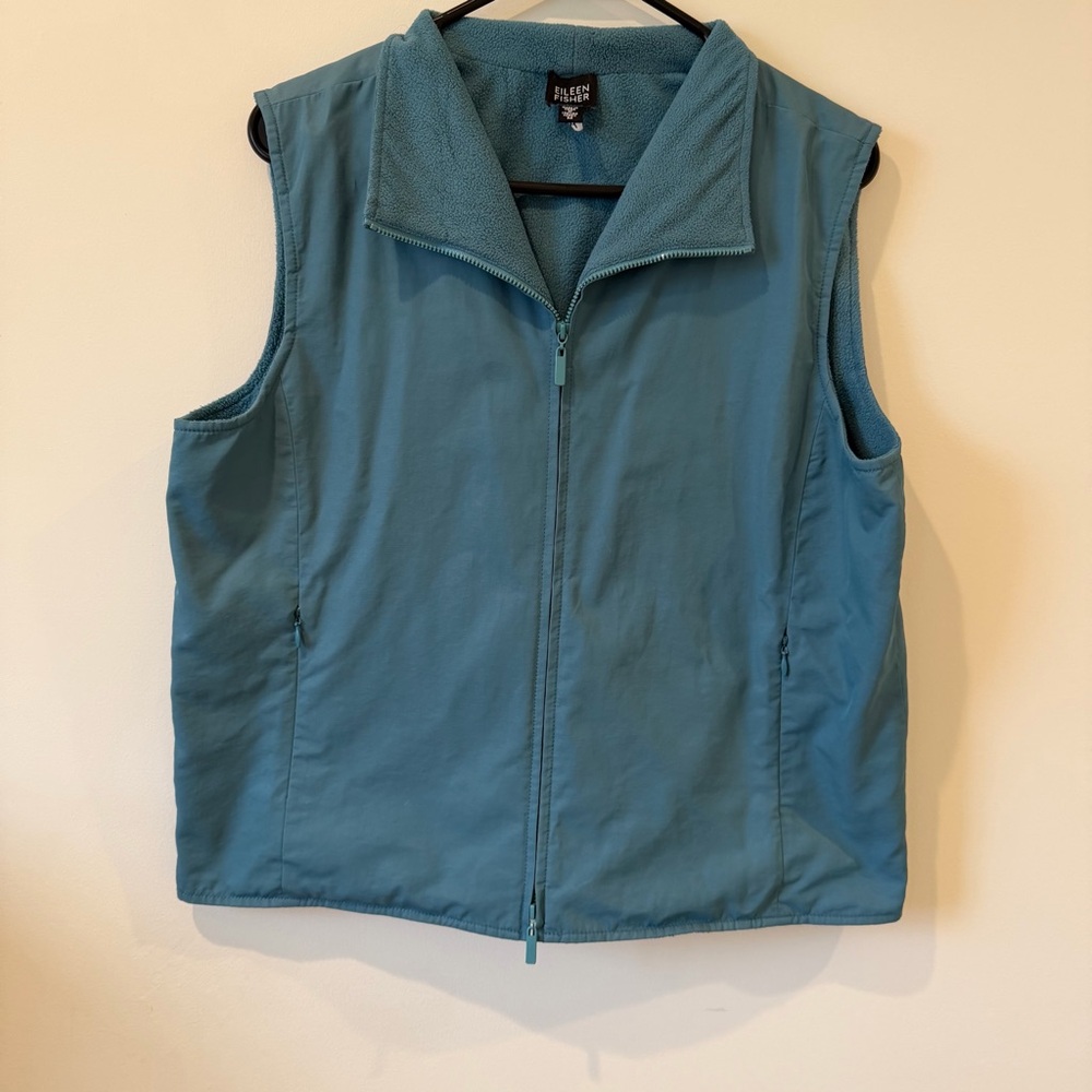 Eileen Fisher Blue Italian Fabric Fleece Vest Size M
